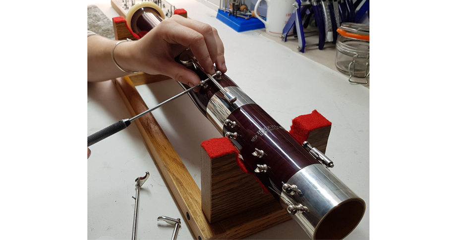 Bassoon being serviced