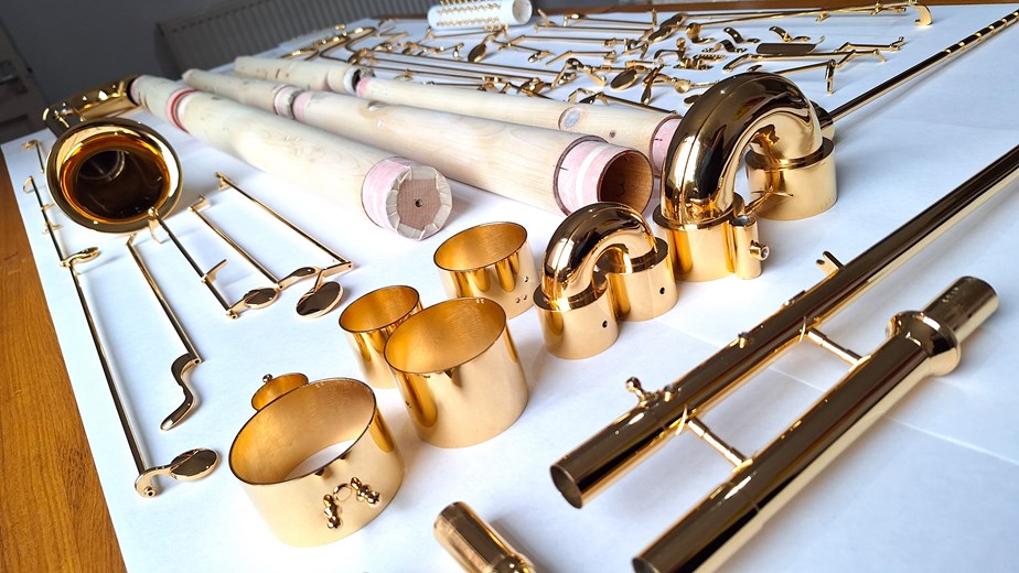 Gold plated contrabassoon parts